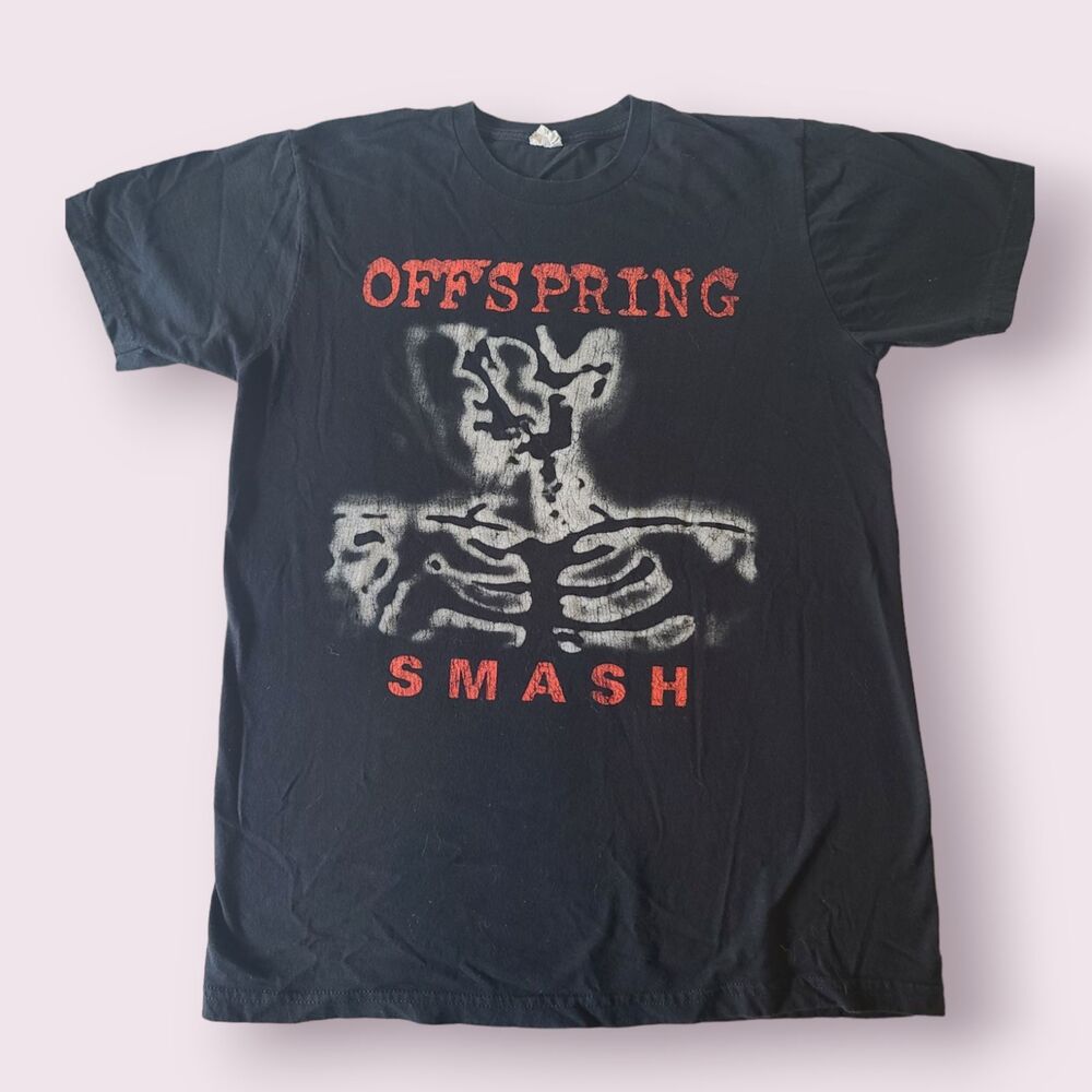 Vintage 90s sz L Offspring Smash Black Shirt Album Cover Bay Island Tag Band Tee